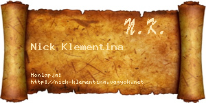 Nick Klementina névjegykártya